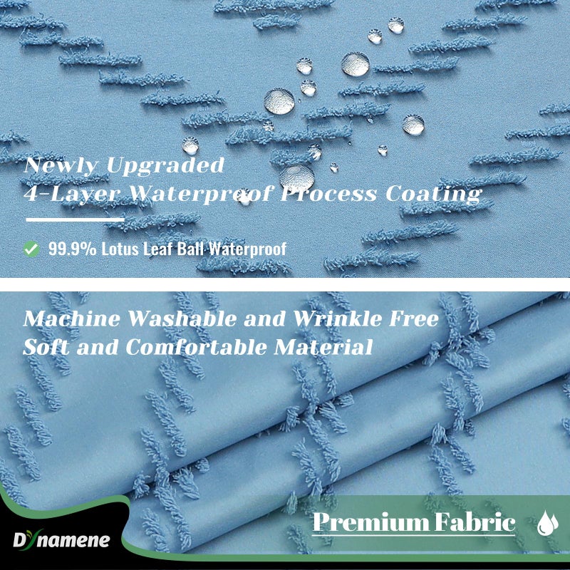 Dynamene 78 بوصة ستارة دش الطول بوهو معنقدة شيفرون مخطط طويل القضيب الستائر دش الدش للحمام كبير فندق سبا ستارة دش فاخرة مع خطافات تجعد خالية من ضوء القمر الأزرق 72x78 - Image 2