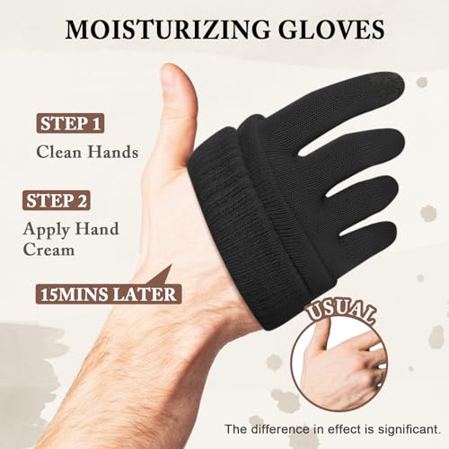 MIG4U Moisturizing Beauty Gloves Touch Screen Overnight Sleeping Glove Large for Men SPA Dry Hands Nighttime Lotion UV Protection Cosmetic TreatmentXL Black 3 Pairs - Image 5