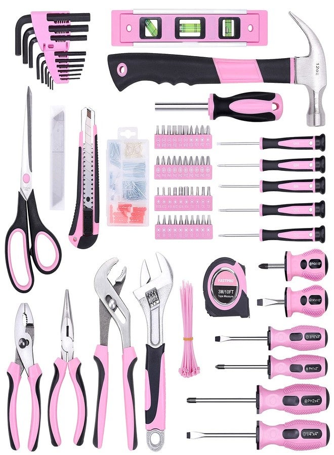 FASTPRO Pink Tool Set, 220-Piece Lady's Home Repairing Tool Kit with 12-Inch Wide Mouth Open Storage Tool Bag - Image 3