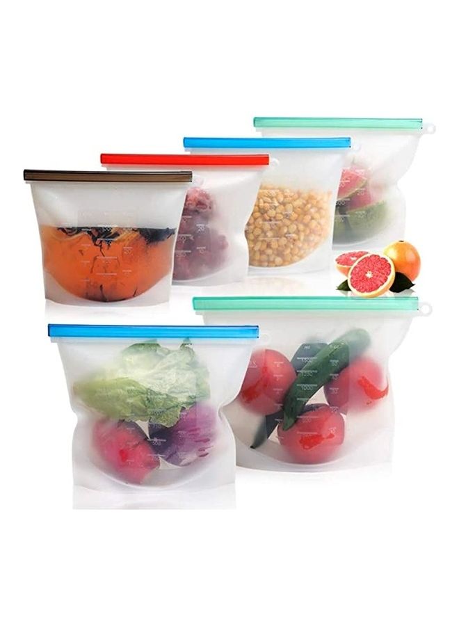 NIBEMINENT 6-Piece Reusable Food Storage Bags Clear 1000ml  - Image 1