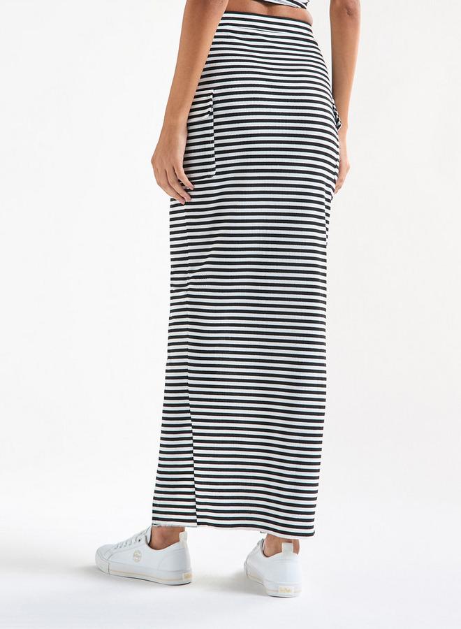 Splash FAV Striped Pencil Skirt with Pockets and Slit - Image 3