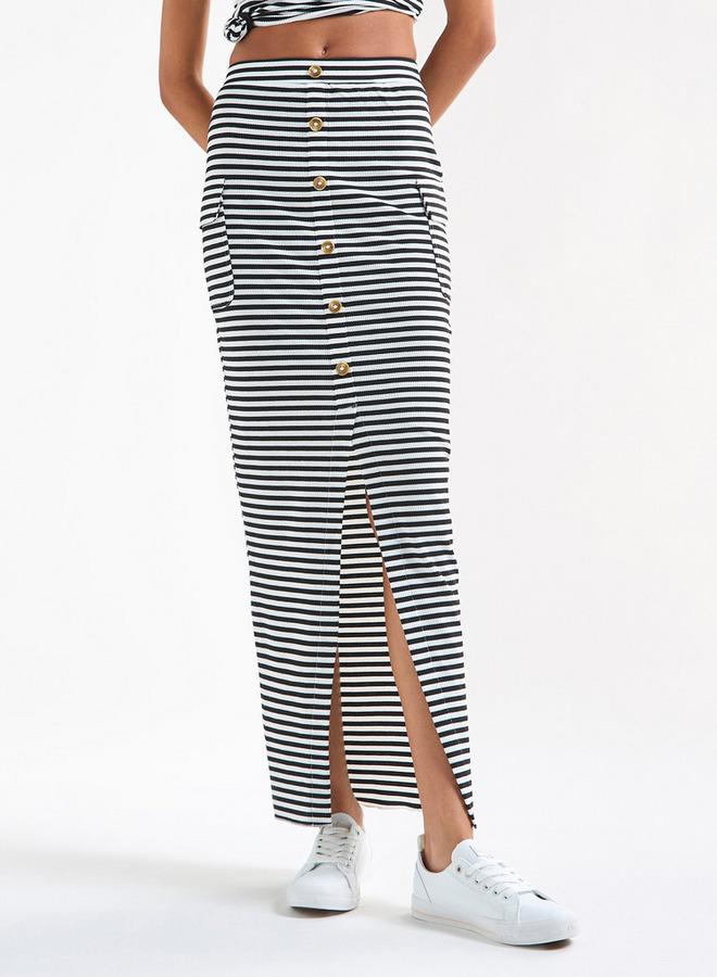 Splash FAV Striped Pencil Skirt with Pockets and Slit - Image 1