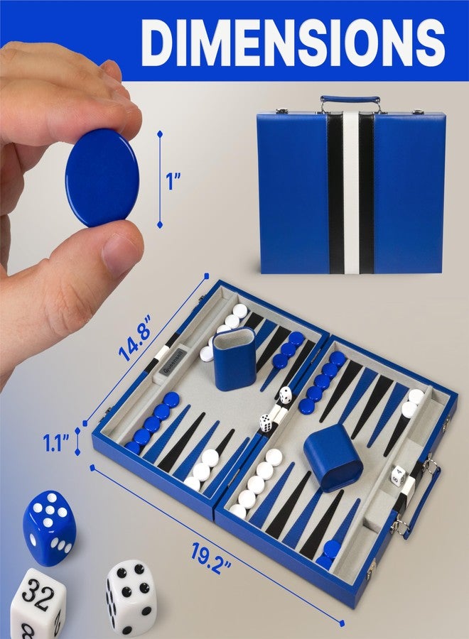 Queensell Backgammon Sets for Adults - Blue Edition - Image 3