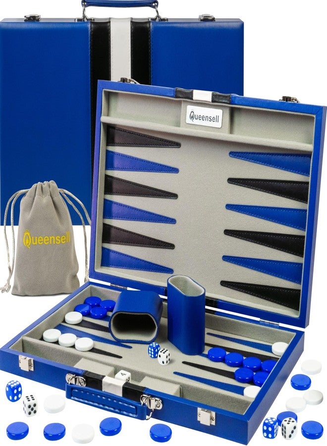 Queensell Backgammon Sets for Adults - Blue Edition - Image 1