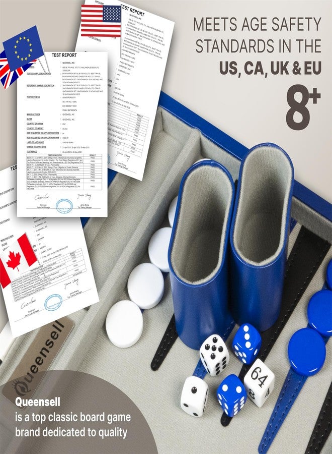 Queensell Backgammon Sets for Adults - Blue Edition - Image 5