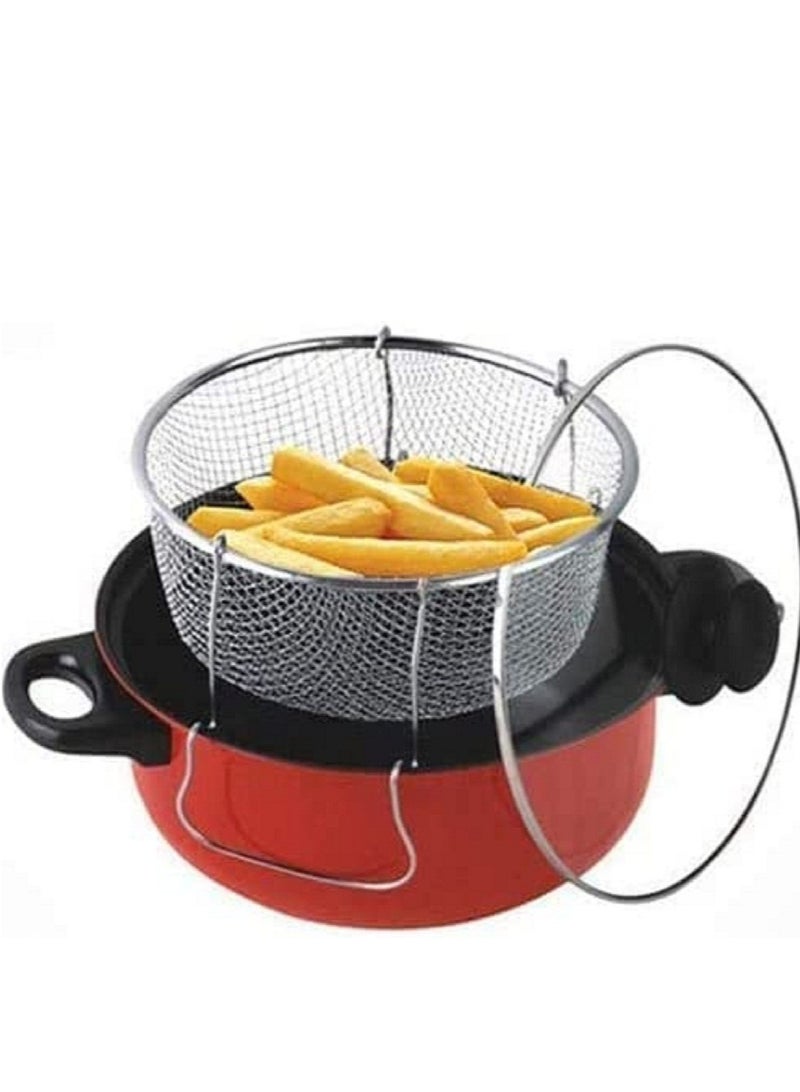 Manual Deep Fryer Basket Pot with Glass Lid- 3-piece  - Image 1