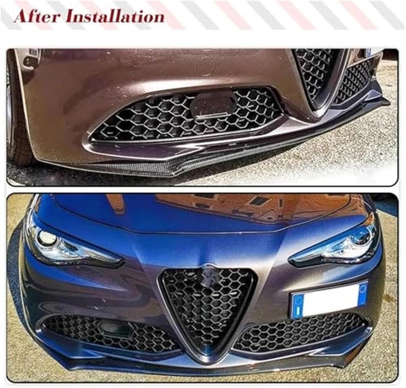 QASULER Carbon Fiber Front Bumper Lip for Alfa Romeo Giulia - Image 4