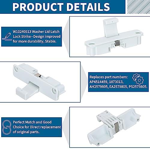 M Motico مجموعة قفل غطاء الغسالة M Motico W10404050 W10238287 مع مفتاح قفل الغطاء W10240513 متوافقة مع Whirlpool و Maytag و Kenmore واستبدال W10744659 و AP5263307 و 1938607 - ضمان لمدة سنة - Image 4