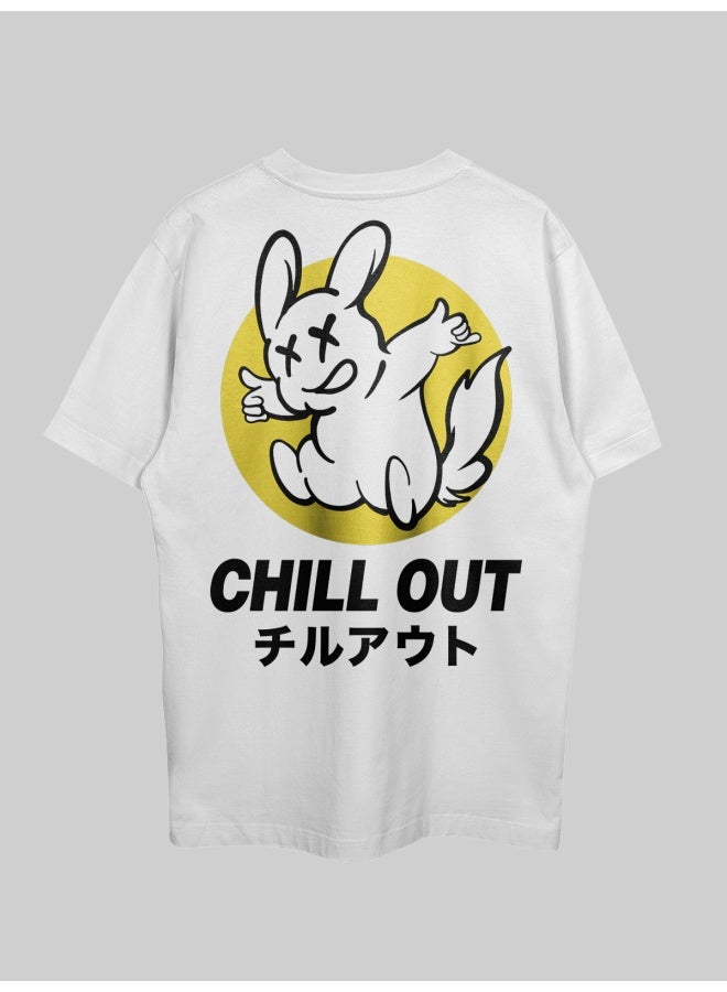 THREADCURRY Chill Out Oversized Drop Shoulder Cotton Loose Printed T-Shirt for Men - Image 1