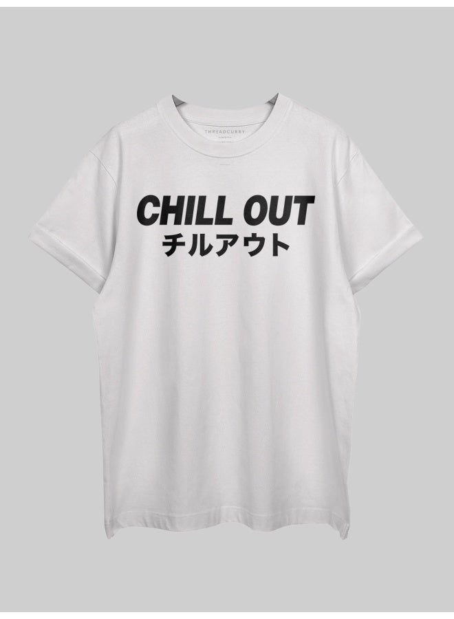 THREADCURRY Chill Out Oversized Drop Shoulder Cotton Loose Printed T-Shirt for Men - Image 2