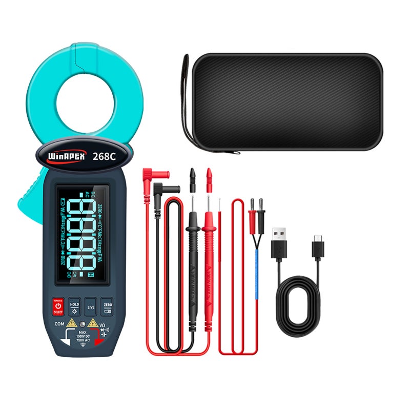 Digital Clamp Meter: Blue + Black, 6000-Count Rotating LCD, High-Precision AC Leakage Detection - 750mAh Rechargeable Battery, Multi-Function Electrical Tester for Electricians, HVAC Technicians & Pro - Image 1