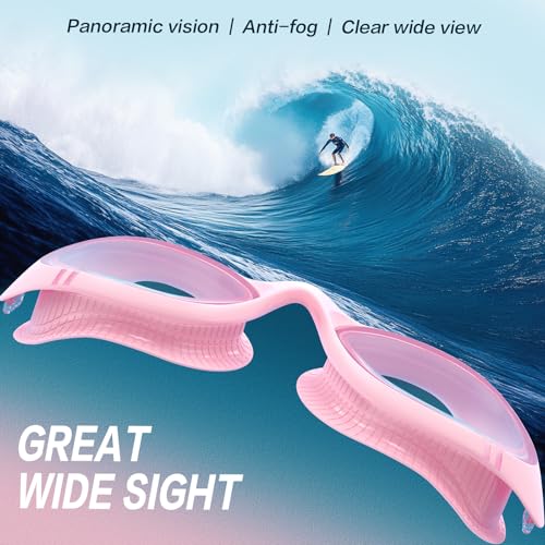 VegoVia Adult Swim Goggles for Men Women Swimming Goggles Pool Anti Fog UV Protection Youth Pink Water Swim Glasses Goggle Waterproof with Goggles Case - Image 3