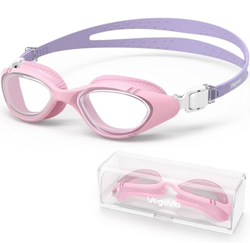 VegoVia Adult Swim Goggles for Men Women Swimming Goggles Pool Anti Fog UV Protection Youth Pink Water Swim Glasses Goggle Waterproof with Goggles Case - Image 1