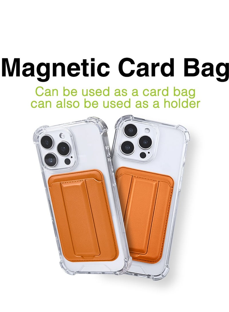 دي سي آيتيك محفظة مغناطيسية مطورة 2 في 1 لمحفظة Magsafe Wallet المغناطيسية للآيفون حامل محفظة هاتف مغناطيسي خفيف الوزن مع فتحتين للبطاقات حامل بطاقة مغناطيسي جلدي لسلسلة آيفون 16/15/14/13/12 برتقالي - Image 2