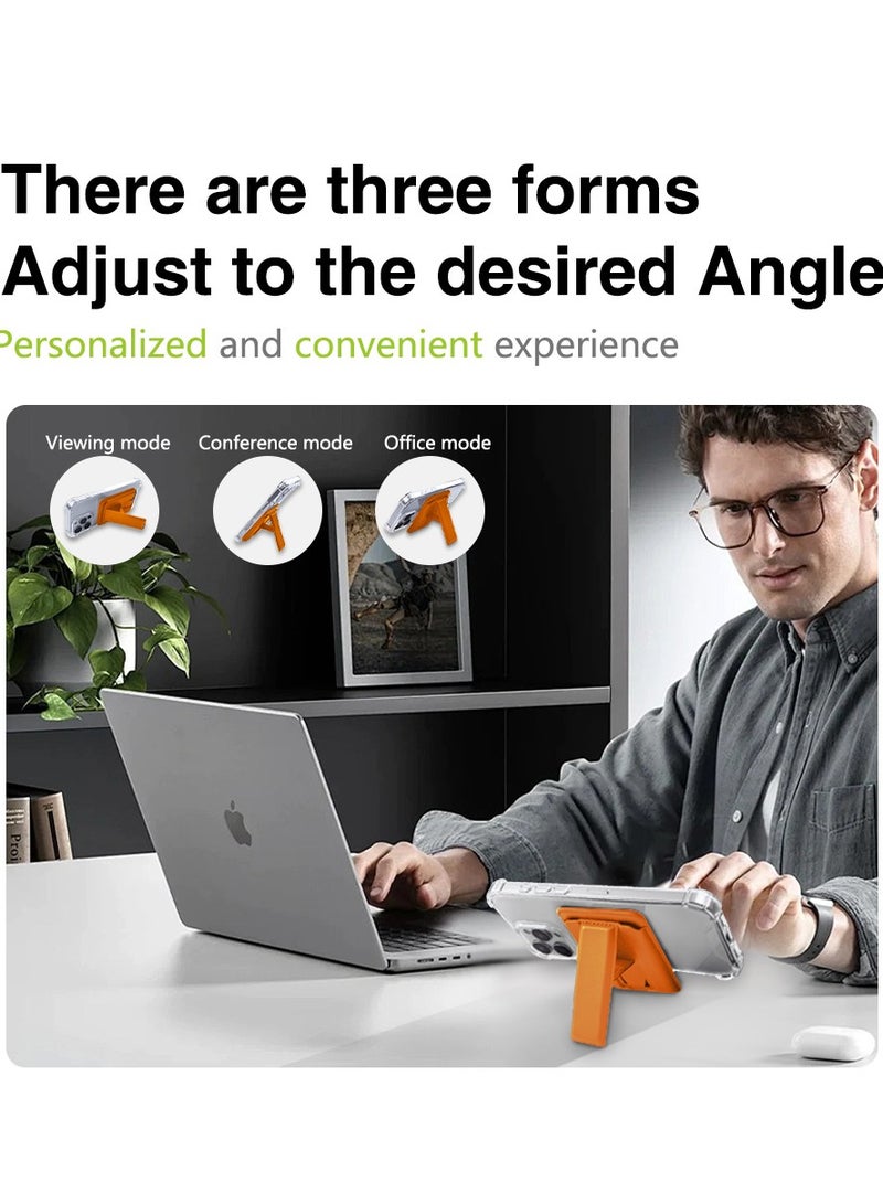 دي سي آيتيك محفظة مغناطيسية مطورة 2 في 1 لمحفظة Magsafe Wallet المغناطيسية للآيفون حامل محفظة هاتف مغناطيسي خفيف الوزن مع فتحتين للبطاقات حامل بطاقة مغناطيسي جلدي لسلسلة آيفون 16/15/14/13/12 برتقالي - Image 5