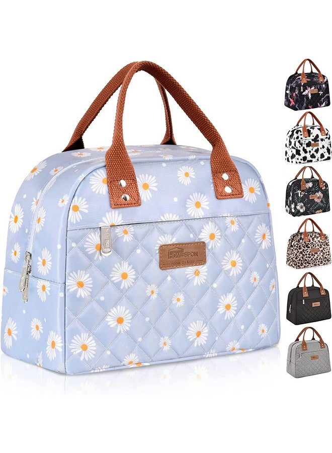 HOMESPON Insulated Lunch Bag for Women Men Adults Lunch Tote with Front Pocket Lunch Box Container Cooler Bag for Work Picnic (Blue Daisy) - Image 1