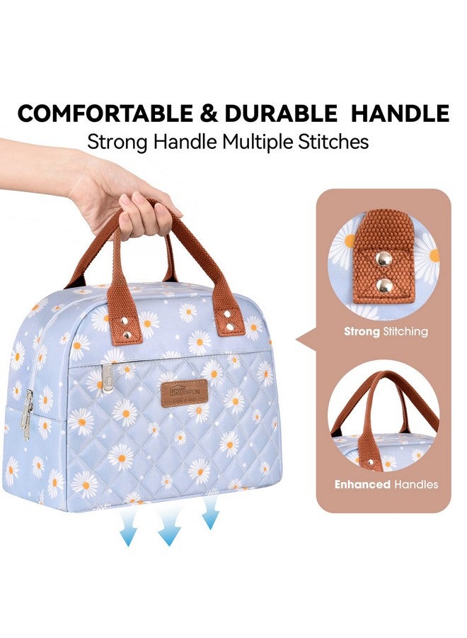 HOMESPON Insulated Lunch Bag for Women Men Adults Lunch Tote with Front Pocket Lunch Box Container Cooler Bag for Work Picnic (Blue Daisy) - Image 3