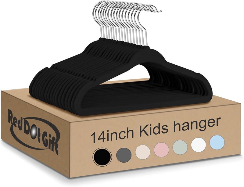 Red Dot Gift 30-Pack Black Velvet Kids Hangers - 14 Inch Premium Children's Hangers - Image 1