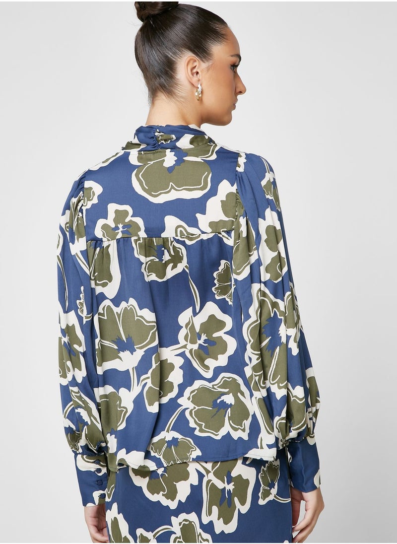 VERO MODA - Bow Detail Printed Shirt - Image 1