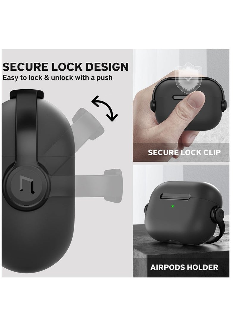 AirPods 4 Case Cover - Creative Musician Design with Secure Lock & Keychain, Protective TPU Shell for Earphone Protection (Black) - Image 2