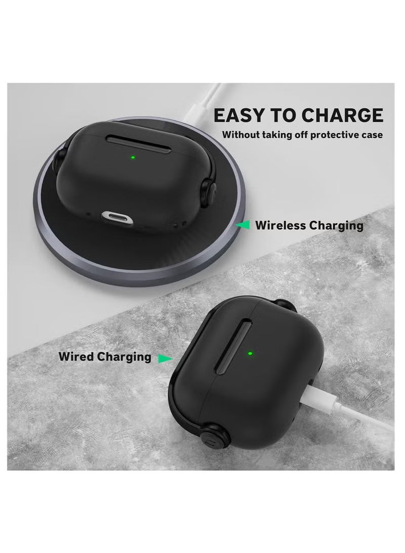 AirPods 4 Case Cover - Creative Musician Design with Secure Lock & Keychain, Protective TPU Shell for Earphone Protection (Black) - Image 4