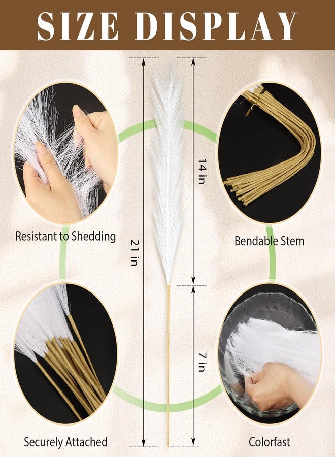 JOLYEAK 30pcs Pampas Grass Decor,21" Artificial Pompous Grass Bulk,Small Vase Filler Pompas Grass for Home Wedding Living Room Wall Party Decoration (White) - Image 4