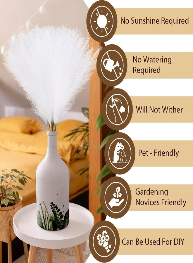 JOLYEAK 30pcs Pampas Grass Decor,21" Artificial Pompous Grass Bulk,Small Vase Filler Pompas Grass for Home Wedding Living Room Wall Party Decoration (White) - Image 5