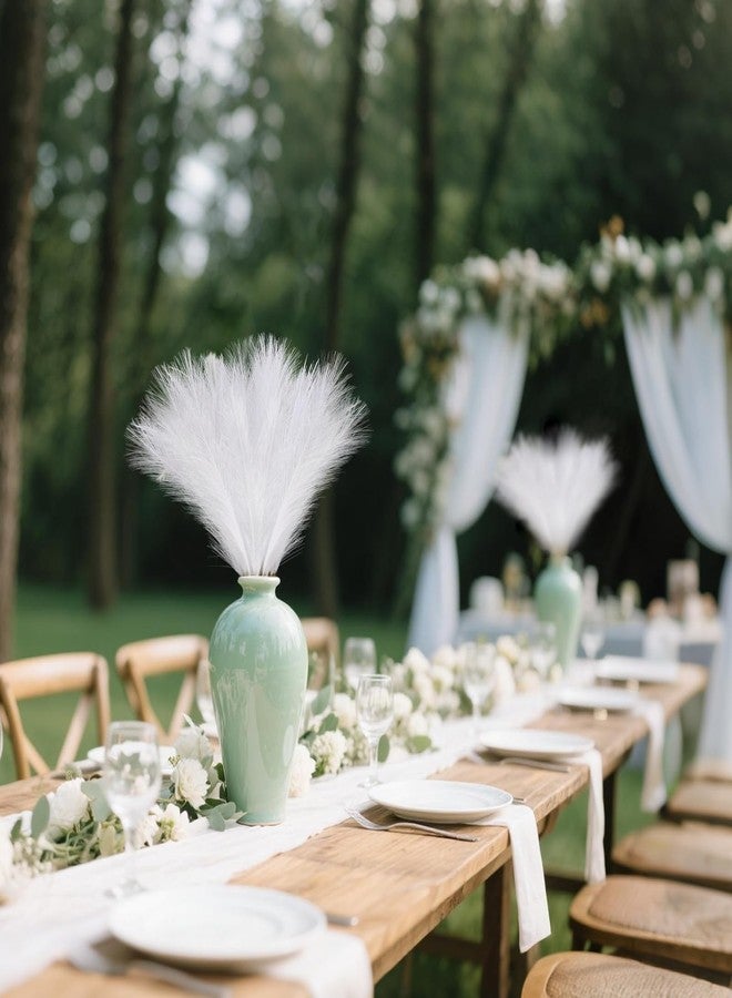JOLYEAK 30pcs Pampas Grass Decor,21" Artificial Pompous Grass Bulk,Small Vase Filler Pompas Grass for Home Wedding Living Room Wall Party Decoration (White) - Image 2