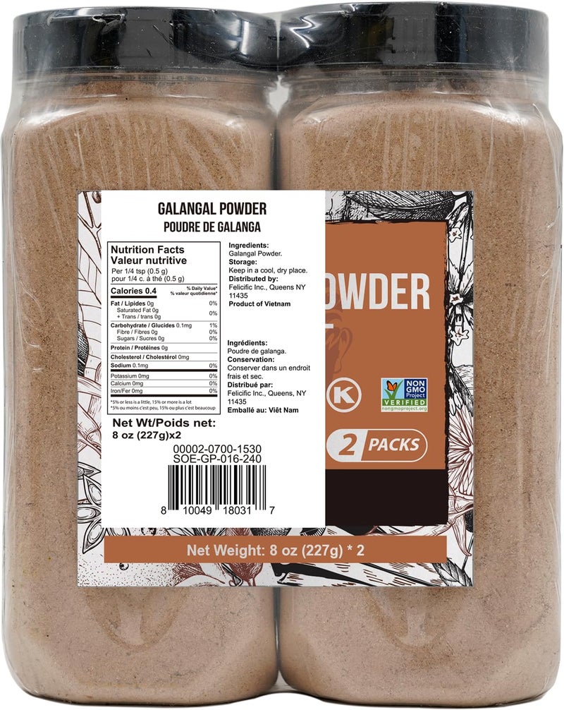 Soeos Galanga Powder 8oz (227g), Twin Pack, 16oz Total, Non-GMO, Kosher, Greater Galanga, Alpinia Galanga, Perfect for Tom Yum and Tom Kha Soups,Product of Vietnam, Galangal Powder for Cooking. - Image 2