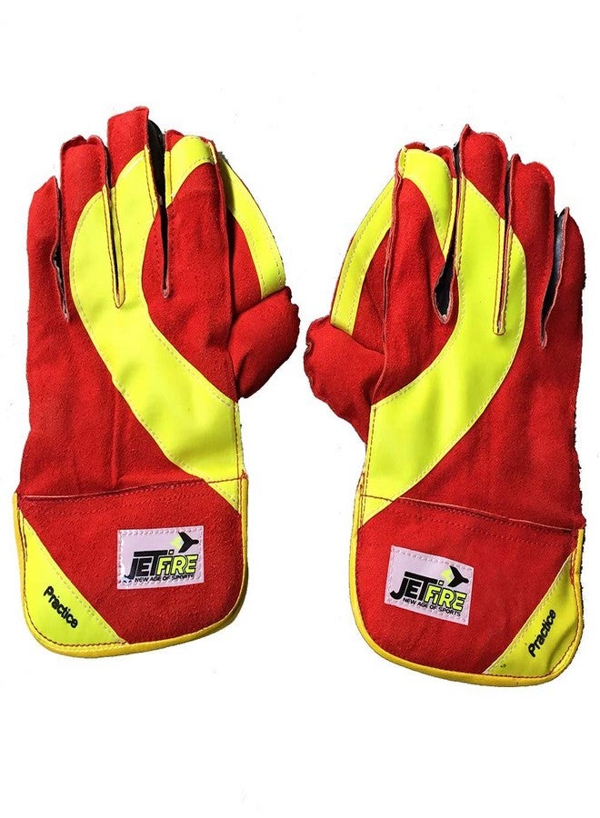 JetFire Foam Basic Practice Cricket Wicket Keeping Gloves Wicket Keeping Gloves (L, Green, Multicolor) - Image 1
