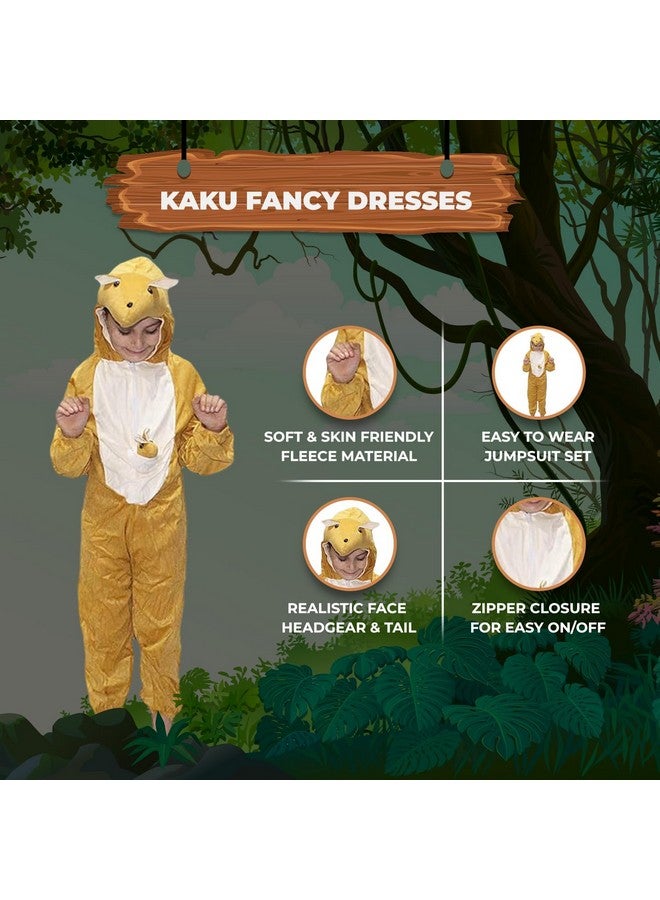 Kaku Fancy Dresses Fleece Kangaroo International Animal Costume For Kids - Brown, 5-6 Years | Animal Fancy Dress For Boys & Girls - Image 2