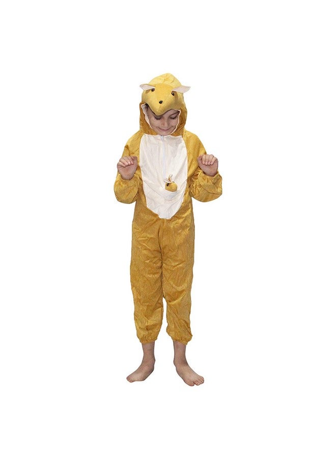 Kaku Fancy Dresses Fleece Kangaroo International Animal Costume For Kids - Brown, 5-6 Years | Animal Fancy Dress For Boys & Girls - Image 1