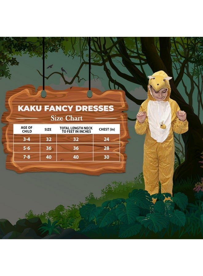 Kaku Fancy Dresses Fleece Kangaroo International Animal Costume For Kids - Brown, 5-6 Years | Animal Fancy Dress For Boys & Girls - Image 4