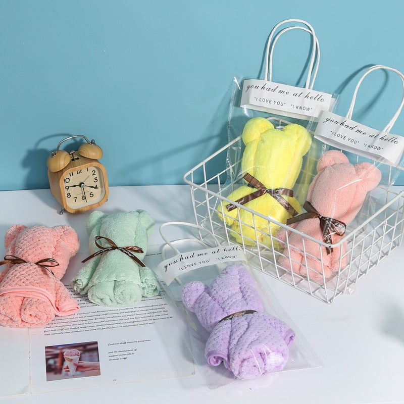 Pineapple Bear Towel Wedding Gift Full Moon Creative Modeling Gift Towel Coral Fleece Hand Gift - Image 5