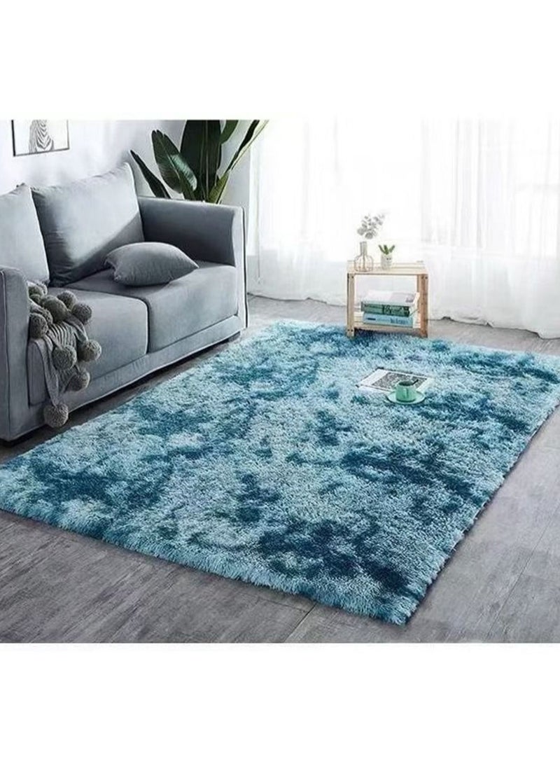 Comfy سجادة زرقاء مريحة وناعمة ومضادة للانزلاق لغرفة المعيشة/غرفة النوم، 160 × 210 سم