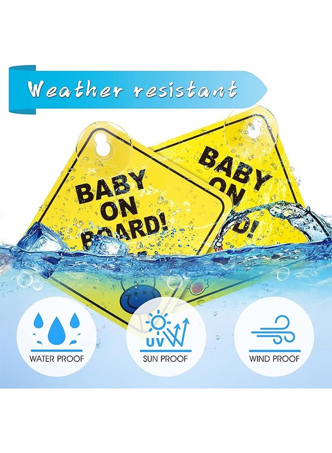 2 Pcs Baby on Board Car Warning Sticker, Reusable Car Window Sticker with Suction Cups, Giraffe Lion Pattern Sticker - Image 3