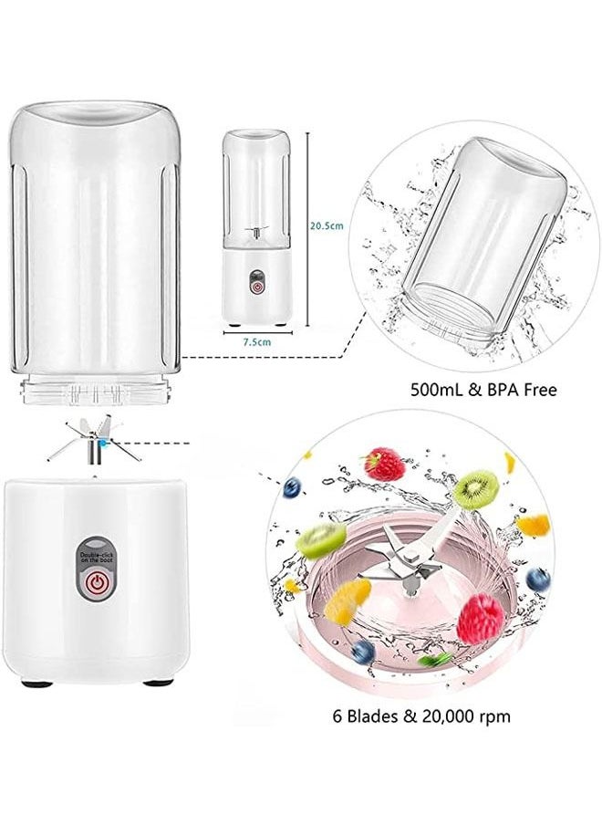Arabest Powerful Mini Blender with 6 Blades, Portable Blender with USB Rechargeable Fruit Juice Mixer, Personal Size Blender for Smoothies and Shakes Mini Juicer Cup Travel 500ML  - Image 5