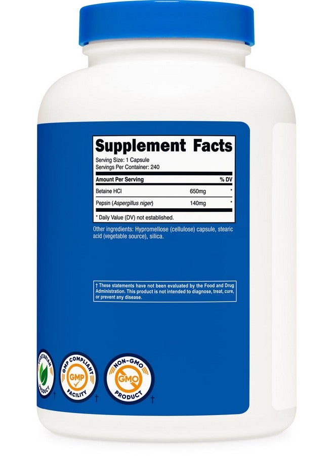 Nutricost Betaine HCl + Pepsin 790mg, 240 Capsules - Gluten Free & Non-GMO - Image 4