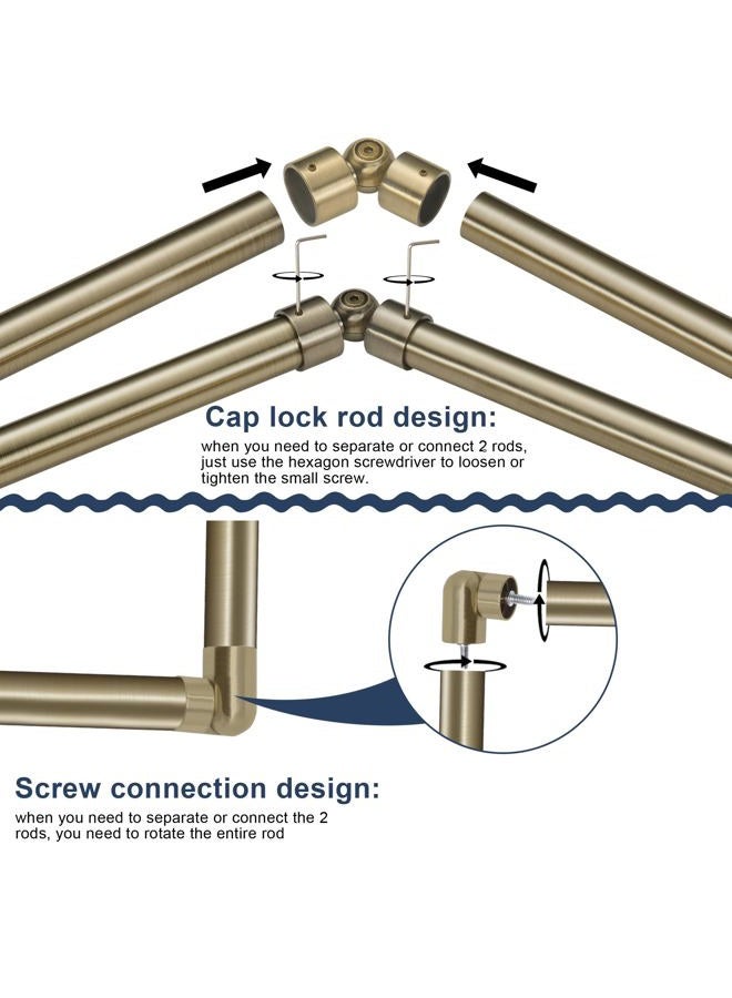 Mayrhyme 1-1/8 Inch Corner Curtain Rod for Windows - Telescoping Bay Window Curtain Rods - Solid Aluminum Finials - Adjustable Concealed Mounting Bracket - 36-72"Center Rod - 20-36"Side Rods - Antique Bronze - Image 4