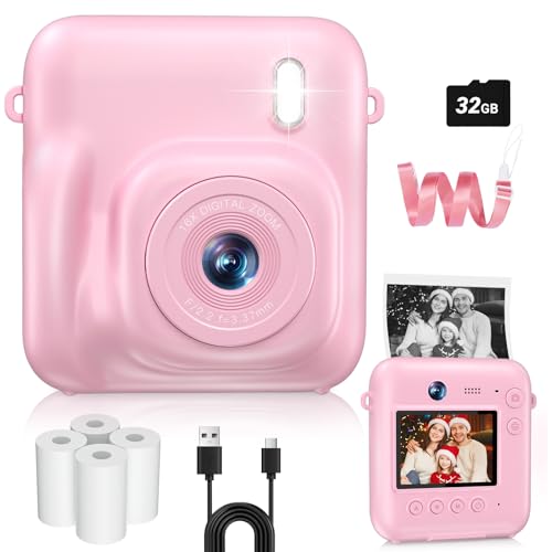 Sevenat Kids Camera Instant Print, 48MP Dual-Lens Digital Camera for Girls Boys Christmas Birthday Gifts, 1080P Selfie Instant Cameras for Kids Video, Portable Toddler for 4-12 Years Old with 32GB Card-Pink - Image 1