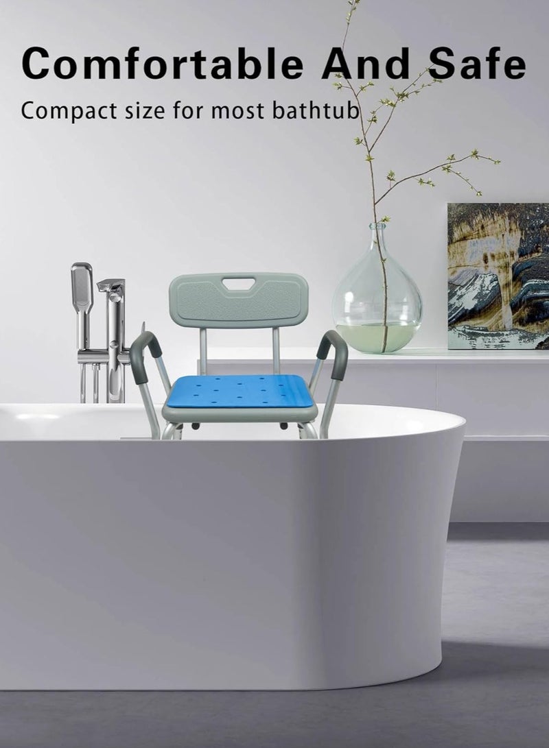 Meishida Shower Chair Bath Stool with Backrest Height Adjustable Bath Seat with Padded - Image 5