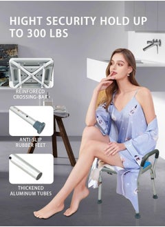 Meishida Shower Chair Bath Stool with Backrest Height Adjustable Bath Seat with Padded  - Image 4