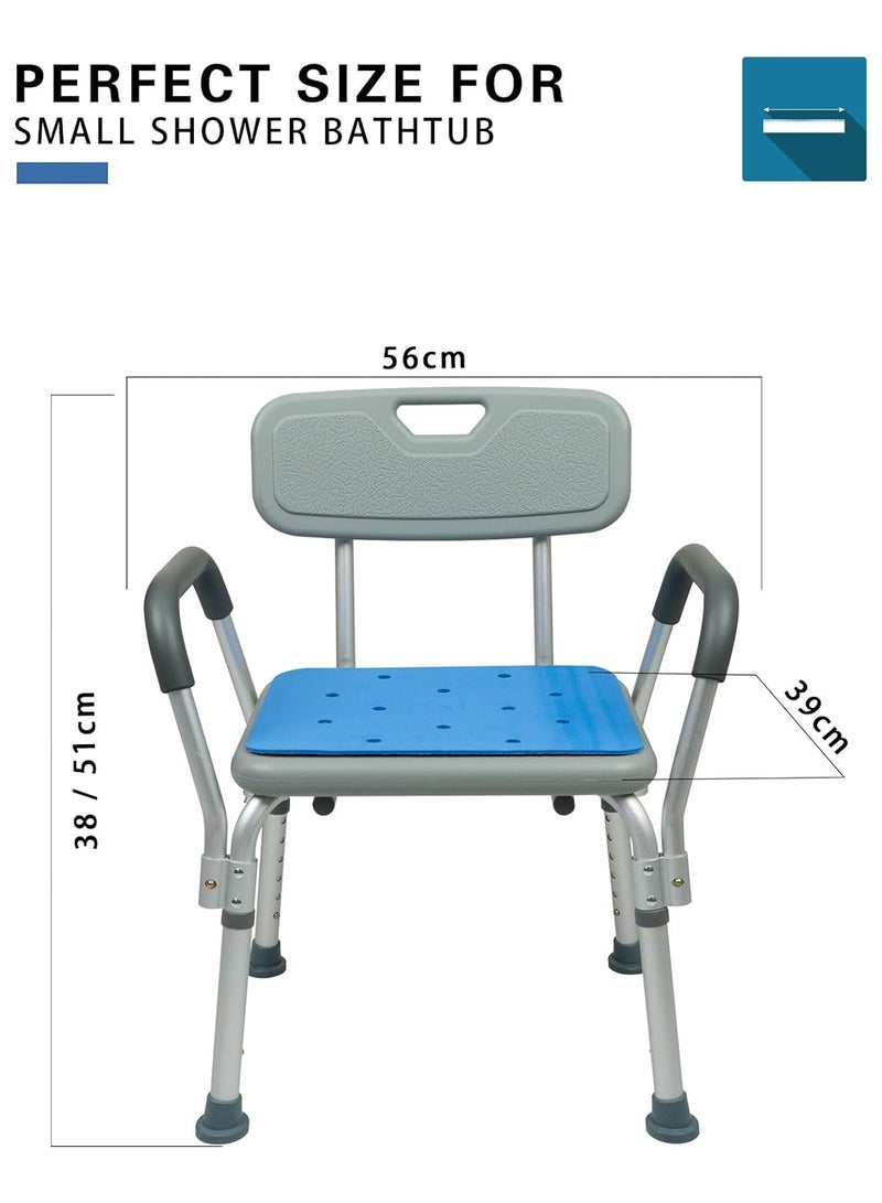 Meishida Shower Chair Bath Stool with Backrest Height Adjustable Bath Seat with Padded - Image 2