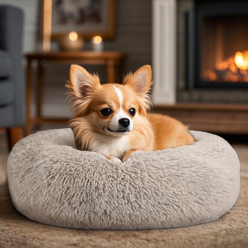 Hoewina Dogs Bed for Small Dogs, Anti-Anxiety Washable Round Bed (Brown, 24.0" L x 24.0" W x 8.0" Th) - Image 5