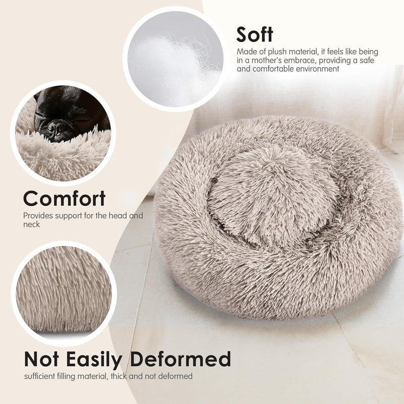 Hoewina Dogs Bed for Small Dogs, Anti-Anxiety Washable Round Bed (Brown, 24.0" L x 24.0" W x 8.0" Th) - Image 4