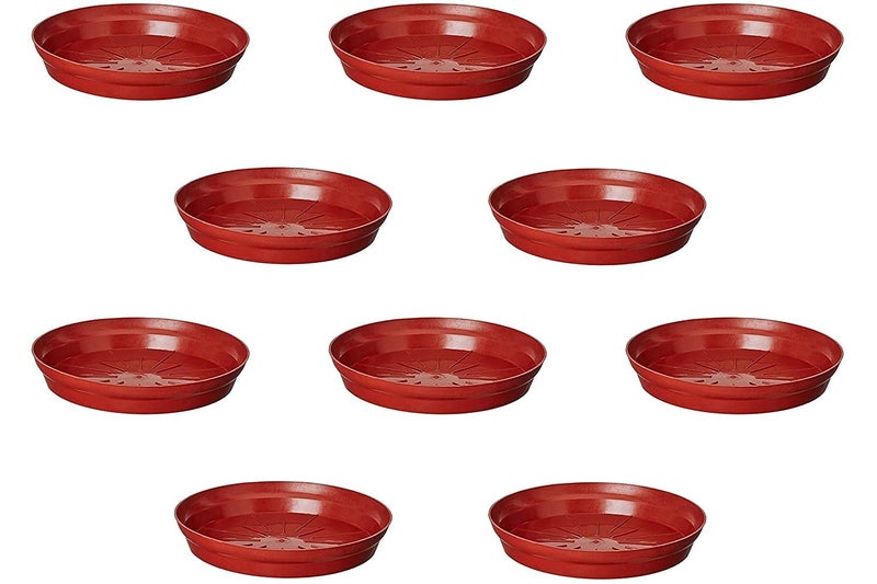 WingDong Bottom Tray [ Saucer, Plate ] Suitable for 8 inch, 10 inch, Round Plastic Pot, Terracotta Color Set of 10 Pieces (Plate Brown - 10 Pcs) - Image 1