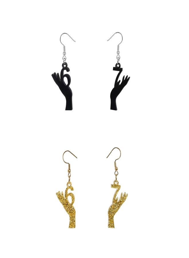 VLINRAS Gen Z Dangle Earrings - Number 6 and 7 Meme Earrings - Image 1