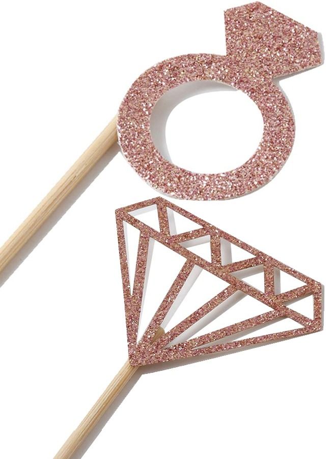 24pcs Bride To Be Cupcake Topper Sparkling Glitter Rose Gold Diamond Ring Wedding Dress Cake Toppers for Engagement Wedding Bachelorette Party Bridal Shower Party Decoration - Image 3