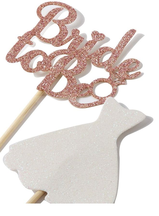 24pcs Bride To Be Cupcake Topper Sparkling Glitter Rose Gold Diamond Ring Wedding Dress Cake Toppers for Engagement Wedding Bachelorette Party Bridal Shower Party Decoration - Image 4