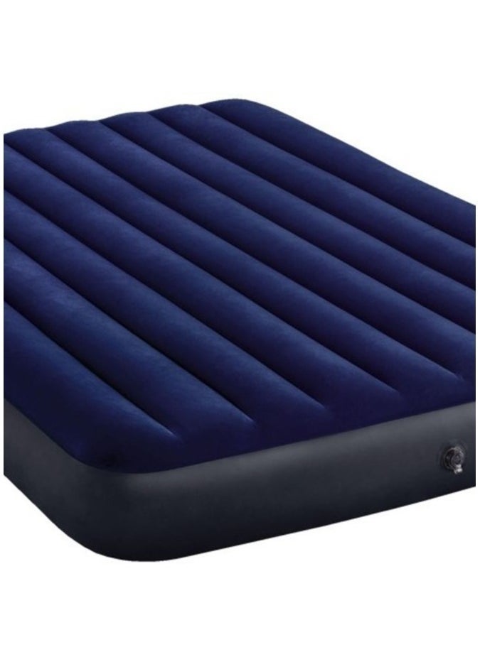 INTEX Classic Downy Queen Double Mattress – 10” Airbed, Blue, Unisex, Durable Fiber-Tech Construction, Includes 2 Inflatable Pillows & Hand Pump, 272 kg Capacity - Image 2